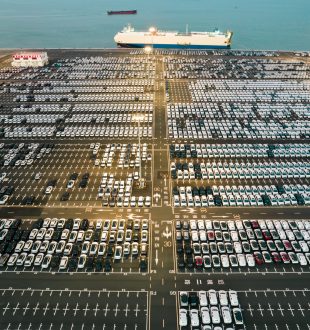 Aerial view of vehicle dock in China Aerial view of vehicle dock at Nansha District, Guangzhou, China